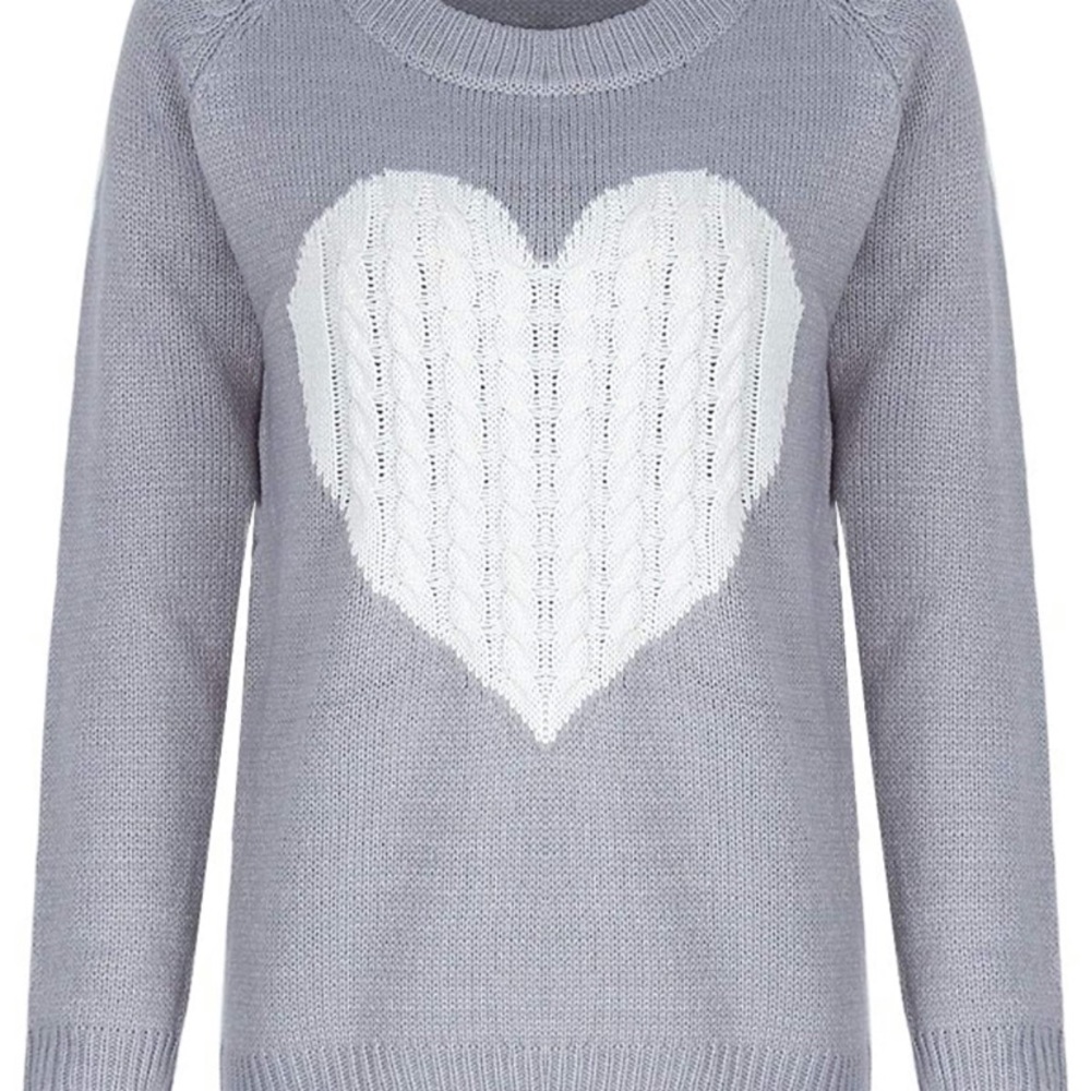 shermie Women's Pullover Sweaters Long Sleeve Crewneck Cute Heart Knitted - Picture 3 of 7